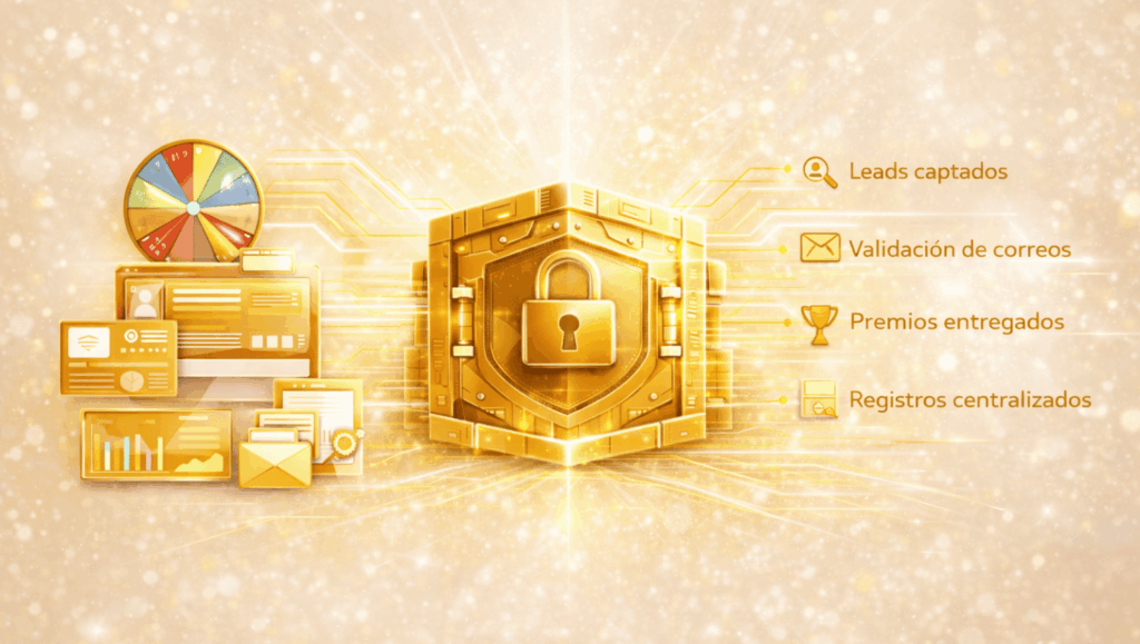 Bóveda de Datos de Datactil integrada con Ruletas.cl para captación de leads, validación de correos, entrega de premios y centralización de registros en activaciones promocionales.