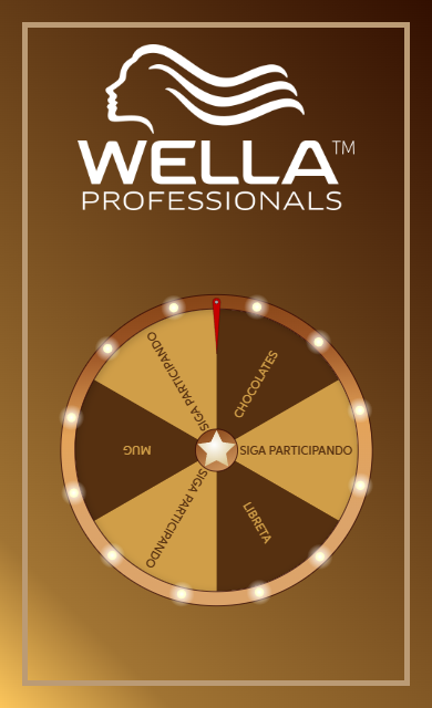Captura de la demo Wella con una ruleta digital de premios